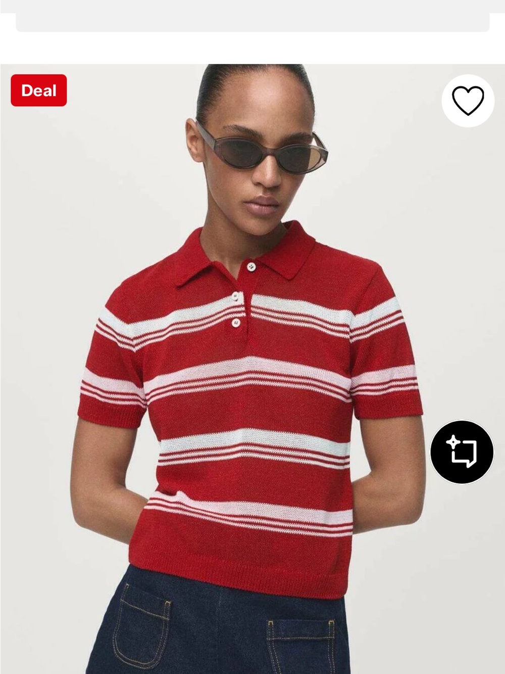 Mango Striped Red and White Polo Sweater (NWT)